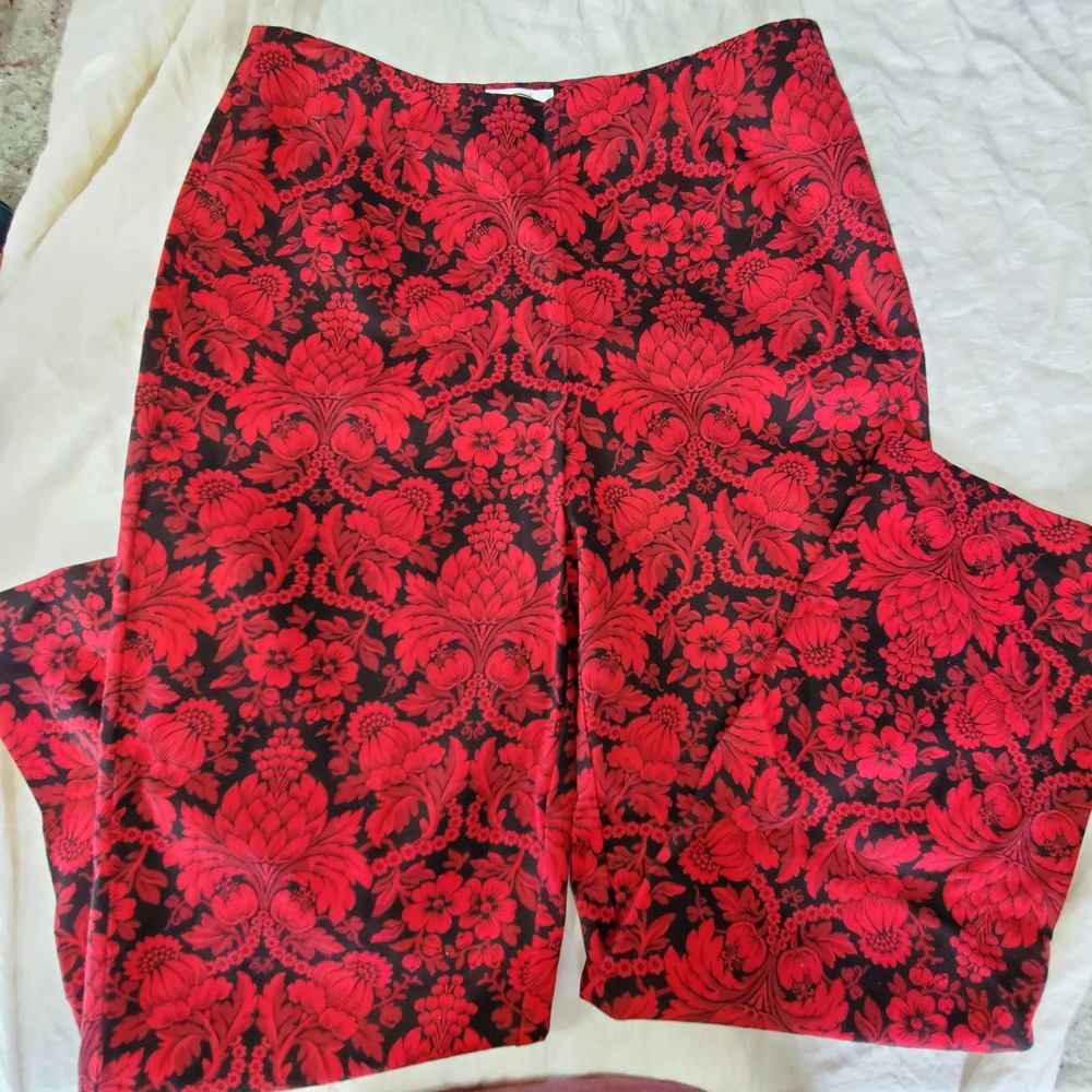 Talbot's brushed floral pants, red & black Size 14